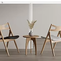 Log Dining Chair Nordic Single Chair Hans Weig Chair 3d model