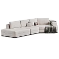 Modern L Shaped Sofa Designs In Different Colors With Pillows And Blankets 3d model