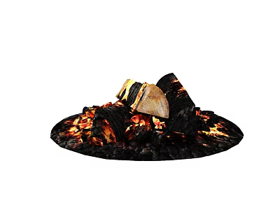Garden Decorative Bonfire With Burning Wood And Glowing Charcoal Flames 3d model