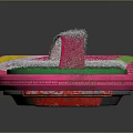 Vibrant Pink Skateboard For Daily Use With Colorful Patterns Green Accents And Yellow Details