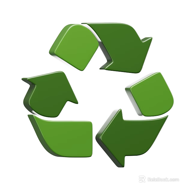 Green Recycling Symbol With Circular Arrows For Sustainable Environmental Practices 3d model 