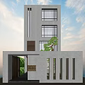 Modern Detached Villa with Concrete Facade Large Windows Greenery and Entrance Design