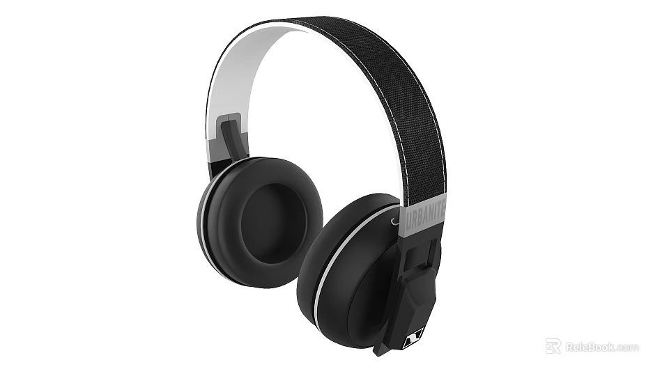 Sleek Black Over Ear Headphones With Fabric Headband And Round Comfortable Ear Cups 3d model 