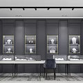 Luxury Jewelry Store Interior With Display Cases And Chandelier