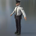 Realistic Game Movie Character In White Shirt Black Tie With Utility Belt Cap Arms Outstretched