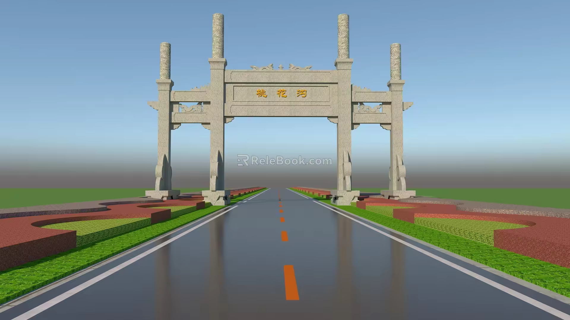 Chinese-style scenic stone archway 3d model