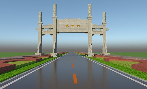 Chinese-style scenic stone archway 3d model