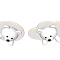 Cute White Bear Shaped Ceiling Lights With Cloud Shaped Light Strips For Kids Room