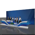Group Photo Spot With Blue Background Stage Design And People Gathering