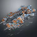 Futuristic Sci Fi Mechanical Structure With Orange Silver Components And Intricate 3D Design 3d model