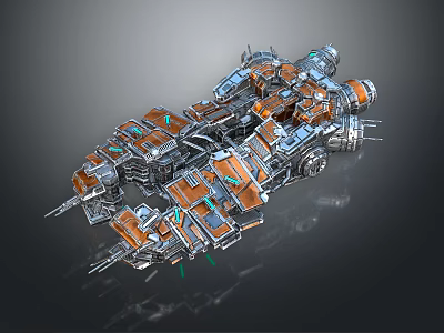 Futuristic Sci Fi Mechanical Structure With Orange Silver Components And Intricate 3D Design 3d model