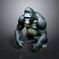 Realistic Gorilla 3D Model Sculpture With Detailed Fur And Muscular Body