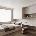 Tatami Bedroom Interior Design With White Cabinets Desk Chair And Window Blinds