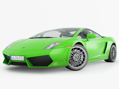 Green Lamborghini Sports Car With Sleek Body Design And Silver Alloy Wheels 3d model