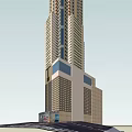 Modern Skyscraper Office Building with Glass Facade Sleek Design Spire Top and Podium Base