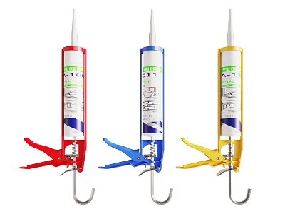 Industrial Equipment Manual Caulk Guns In Three Colors Red Blue Yellow 3d model