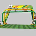Colorful Soccer Goal Featuring Wolf Mascot And Soccer Balls On Green Turf