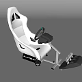 White Playseat Racing Gaming Seat With Steering Wheel And Pedals Setup