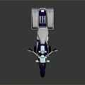 Purple Classic Motorcycle With Silver Accents White Seat And Reflection On Dark Surface