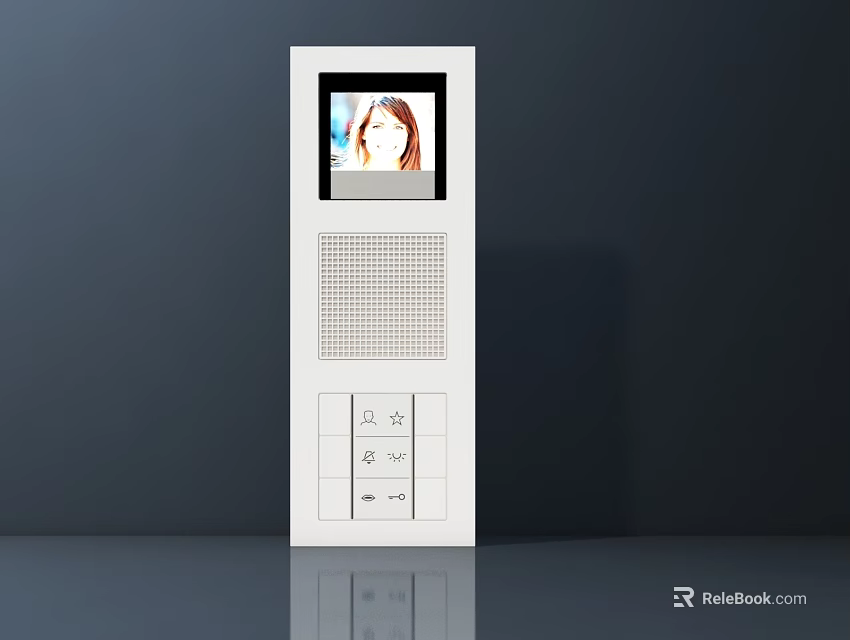 Smart Video Doorbell With White Housing Screen Display And Control Buttons Design 3d model 