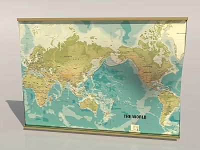 Nordic Map Wall Decorations Hanging Painting Learning Geography World Map 3d model