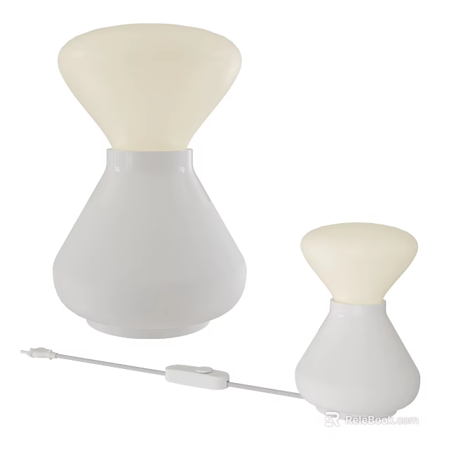 Two Modern White Table Lamps With Different Sizes And Smooth Surface Design 3d model 