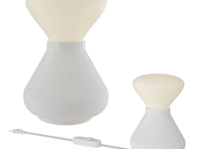 Two Modern White Table Lamps With Different Sizes And Smooth Surface Design 3d model