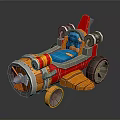 3D Cosmic Themed Rocket Toy Car With Blue Seat And Propeller Wheels
