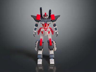 Game Movie Character Red White Gray Mech Robot With Mechanical Armor Design 3d model