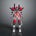 Game Movie Character Red White Gray Mech Robot With Mechanical Armor Design