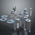 Assorted Metal Bolts Nuts and Washers Fastener Collection in Various Sizes
