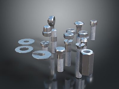 Screw Nut Pan Head Screw Round Head Screw Cylindrical Head Screw Countersunk Head Screw Flat Head Screw 3d model