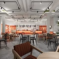 Modern Café Interior Design With Stylish Chairs Bar Counter And Green Plants