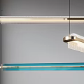 Modern Linear Pendant Lights With Blue And Transparent Shades And Metal Frames For Home Decor