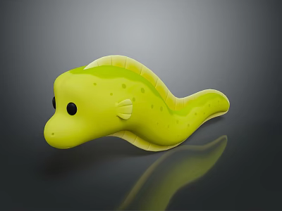 Green Cartoon Aquatic Animal With Streamlined Body Shiny Surface And Black Eyes 3d model