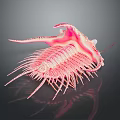 Pink Intricate Creature With Sharp Spikes And Dark Background Reflection Details 3d model