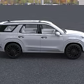 White Hyundai SUV Front View On Asphalt Road
