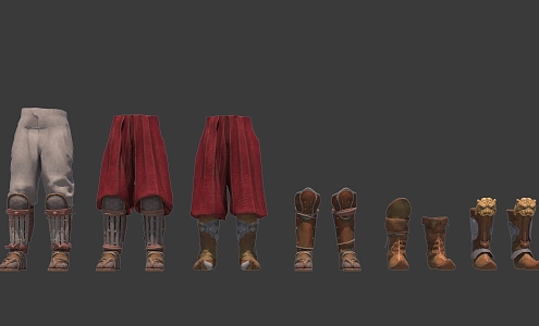 Ancient Clothing Pants Shoes Leather Boots High Boots War Boots 3d model