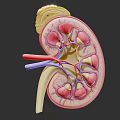 Woman's Kidney Anatomy Structure Showing Detailed Internal Organs And Vessels