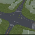 Road Infrastructure Featuring Multi Lane Intersection With Streetlights Green Grass Verges And Vehicles Driving
