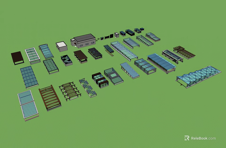 Various Building Roof Structure 3D Models With Different Designs And Shapes For Architectural Projects 3d model