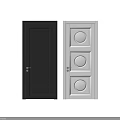 Modern Black and White Hinged Doors with Circular Panels and Sleek Design 3d model