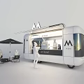 Modern M Stand Mobile Food Truck With Outdoor Seating And Umbrella