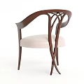 Modern Elegant Dining Chair With Wooden Curved Frame Intertwined Legs And Beige Cushion