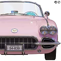 Pink Classic Convertible Car With Vintage Exterior Design And Retro Styling