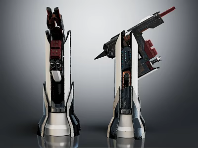 Detailed Mechanical Robot Models With Dual Metallic Structure And Red Accents 3d model