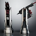 Detailed Mechanical Robot Models With Dual Metallic Structure And Red Accents