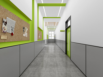 Modern aisle classroom corridor 3d model