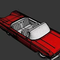 Red Vintage Convertible Car With Gray Leather Seats And Classic Styling