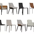 Modern Dining Chairs With Striped And Solid Backrests Leather Fabric Seats And Metal Legs